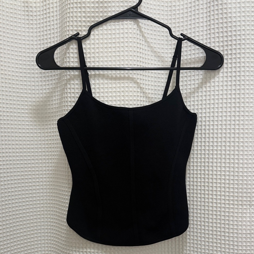 Structured Corset Style Black Crop Top - size medium